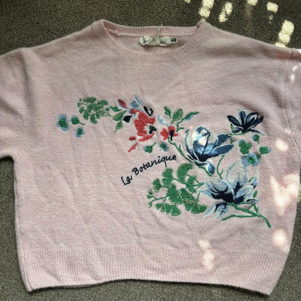 H&M shirt with embroidered art XS